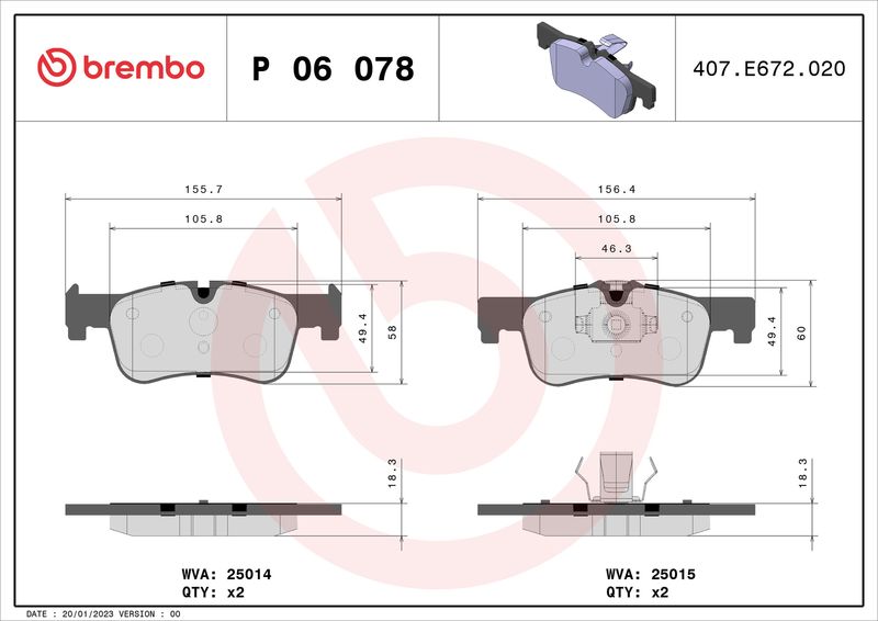 Brembo P06078 Brake Pad Set, disc brake - 1