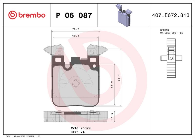 Brembo P06087X Brake Pad Set, disc brake - 1