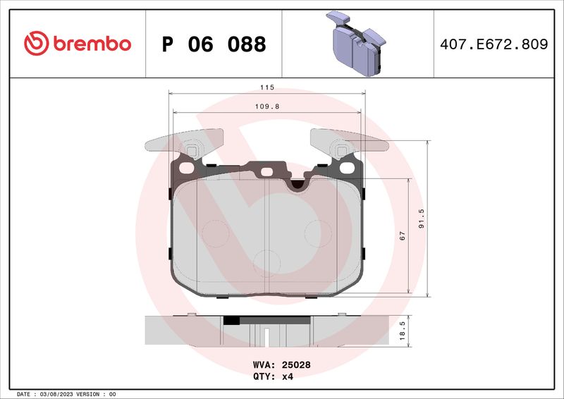 Brembo P06088 Brake Pad Set, disc brake - 1