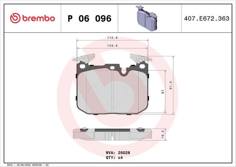 Brembo P06096 Brake Pad Set, disc brake - 1