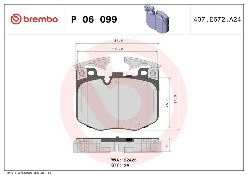 Brembo P06099 Brake Pad Set, disc brake - 1