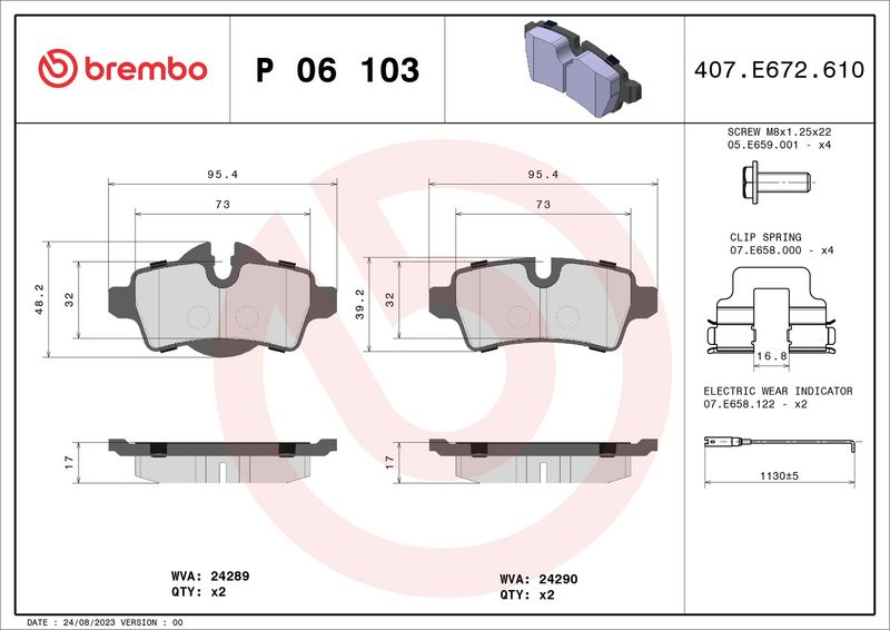 Brembo P06103 Brake Pad Set, disc brake - 1