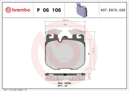 Brembo P06106 Brake Pad Set, disc brake - 1