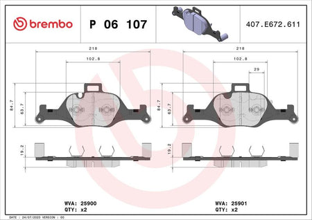 Brembo P06107 Brake Pad Set, disc brake - 1