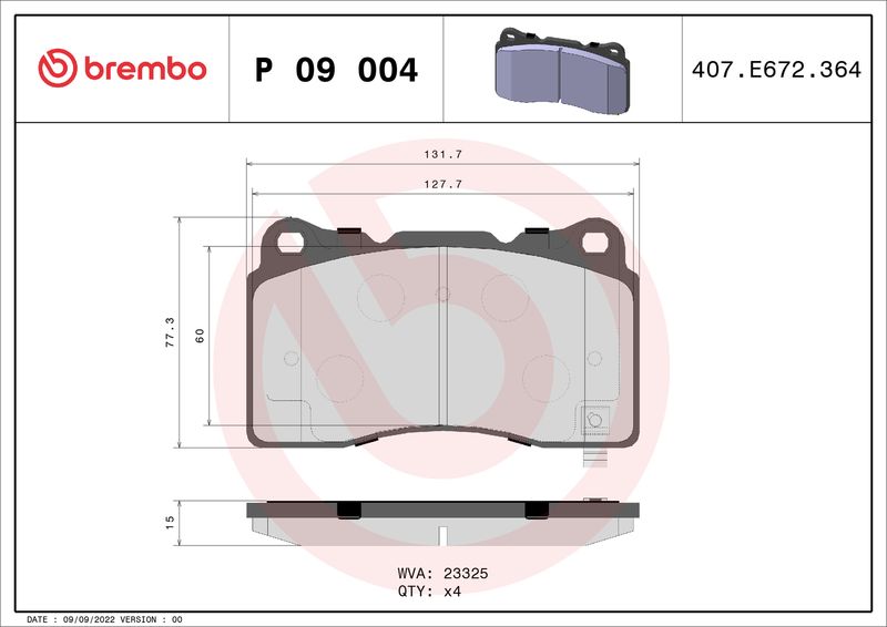 Brembo P09004 Brake Pad Set, disc brake - 1
