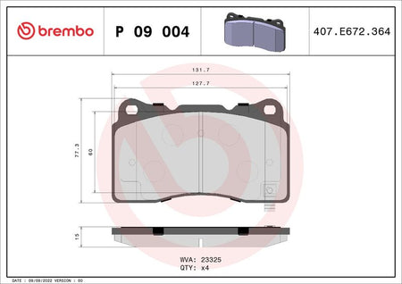 Brembo P09004 Brake Pad Set, disc brake - 1