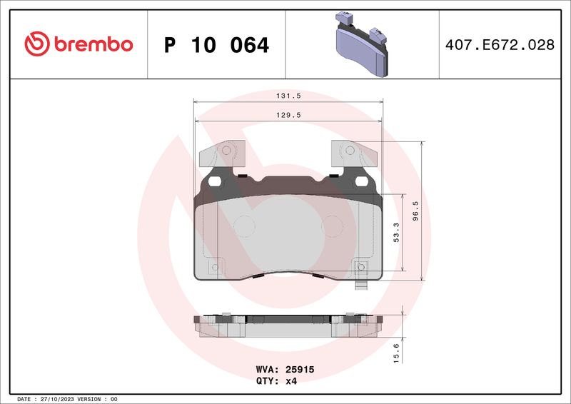 Brembo P10064 Brake Pad Set, disc brake - 1