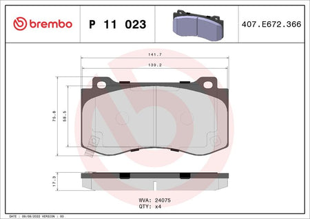 Brembo P11023 Brake Pad Set, disc brake - 1
