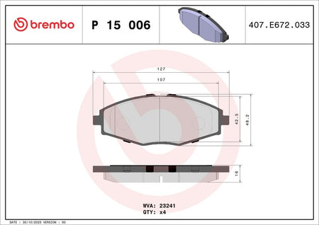 Brembo P15006 Brake Pad Set, disc brake - 1