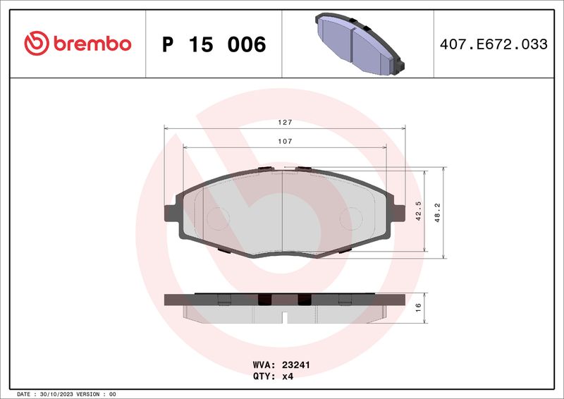 Brembo P15006 Brake Pad Set, disc brake - 1