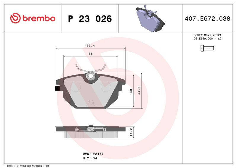 Brembo P23026 Brake Pad Set, disc brake - 1