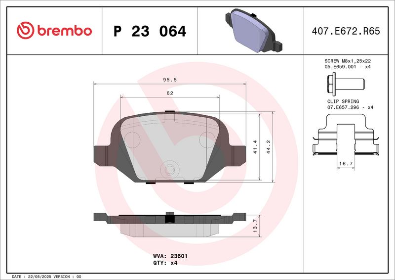 Brembo P23064 Brake Pad Set, disc brake - 1