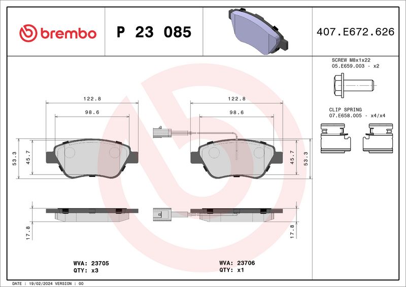 Brembo P23085 Brake Pad Set, disc brake - 1