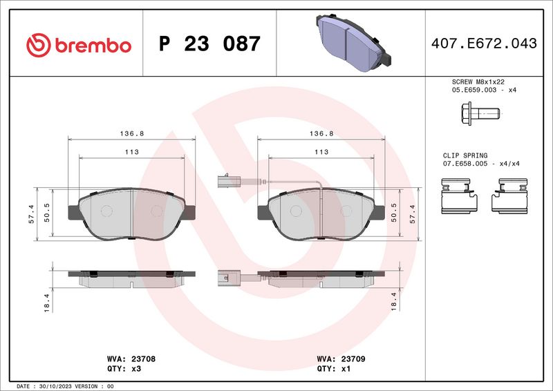 Brembo P23087 Brake Pad Set, disc brake - 1