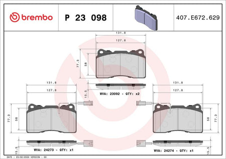 Brembo P23098 Brake Pad Set, disc brake - 1