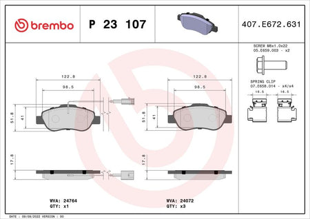 Brembo P23107 Brake Pad Set, disc brake - 1