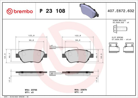Brembo P23108 Brake Pad Set, disc brake - 1