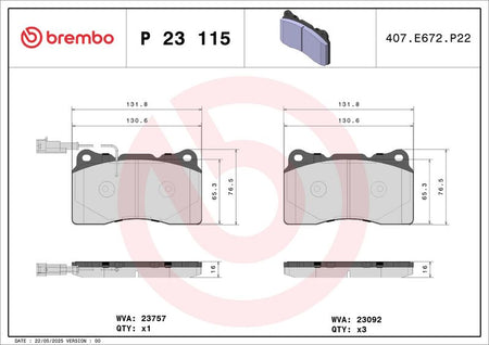 Brembo P23115 Brake Pad Set, disc brake - 1