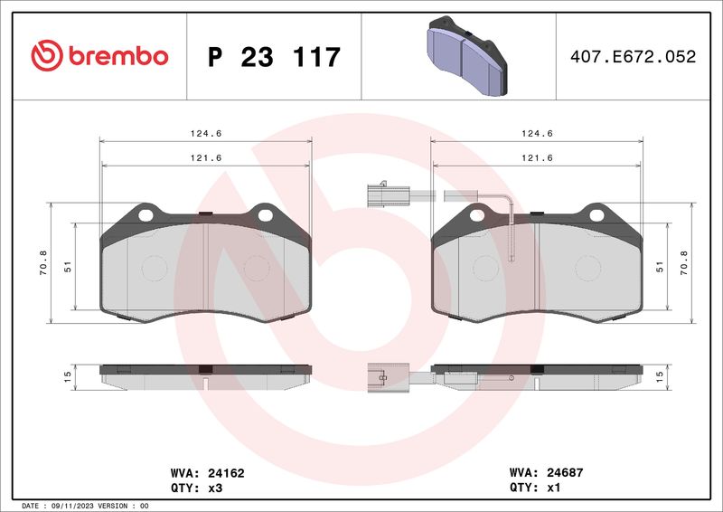 Brembo P23117 Brake Pad Set, disc brake - 1