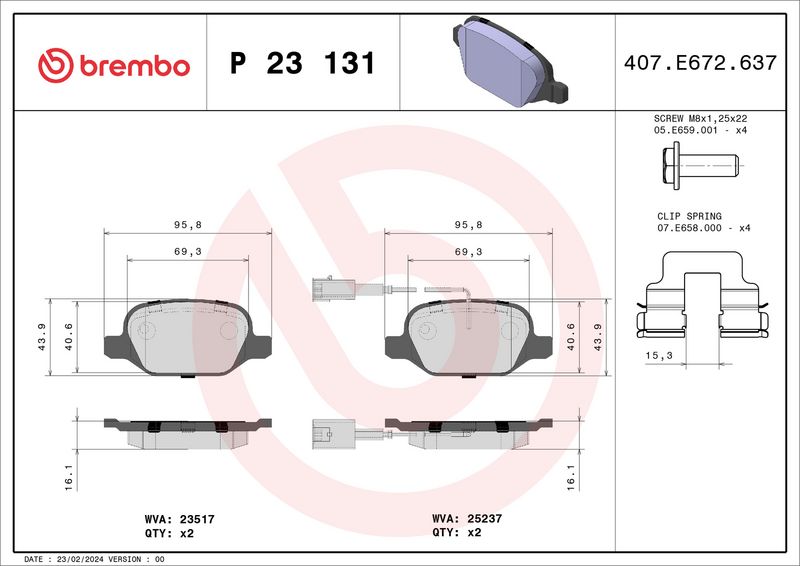 Brembo P23131 Brake Pad Set, disc brake - 1