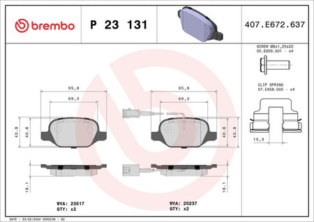 Brembo P23131 Brake Pad Set, disc brake - 1
