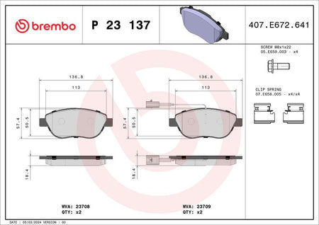 Brembo P23137 Brake Pad Set, disc brake - 1