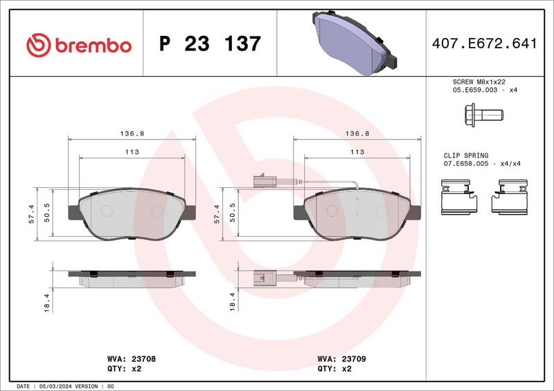 Brembo P23137 Brake Pad Set, disc brake - 1