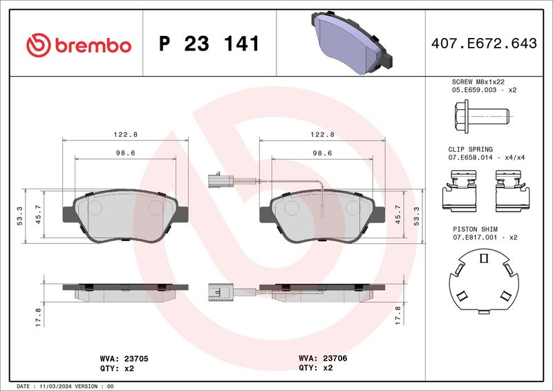 Brembo P23141 Brake Pad Set, disc brake - 1