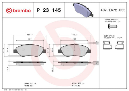 Brembo P23145 Brake Pad Set, disc brake - 1