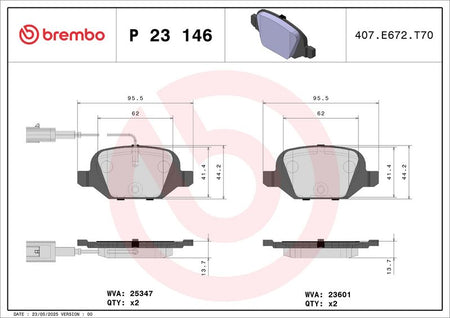 Brembo P23146 Brake Pad Set, disc brake - 1