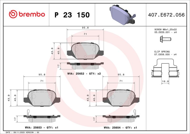 Brembo P23150 Brake Pad Set, disc brake - 1