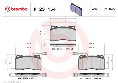 Brembo P23154 Brake Pad Set, disc brake - 1