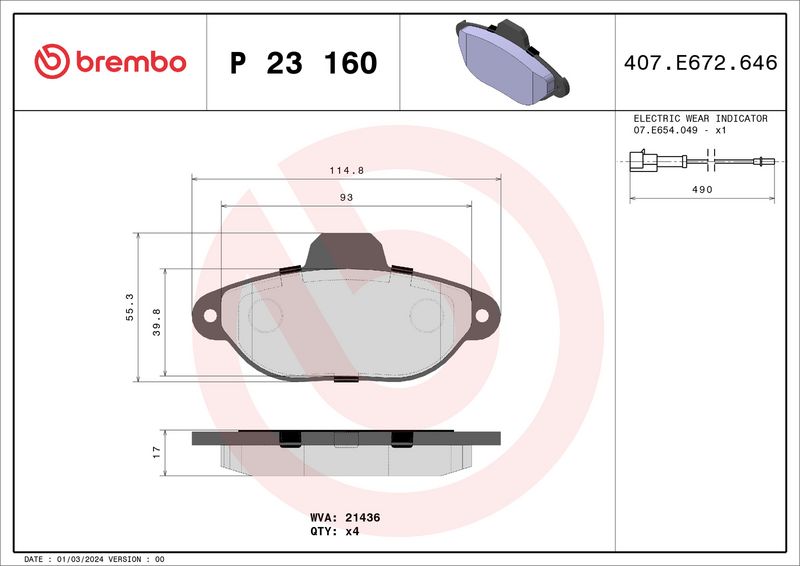 Brembo P23160 Brake Pad Set, disc brake - 1