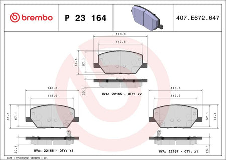 Brembo P23164 Brake Pad Set, disc brake - 1