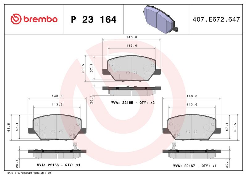 Brembo P23164 Brake Pad Set, disc brake - 1
