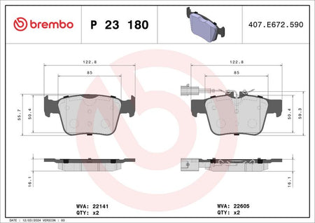 Brembo P23180 Brake Pad Set, disc brake - 1