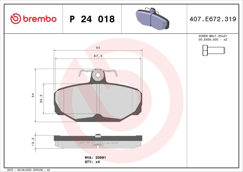 Brembo P24018 Brake Pad Set, disc brake - 1