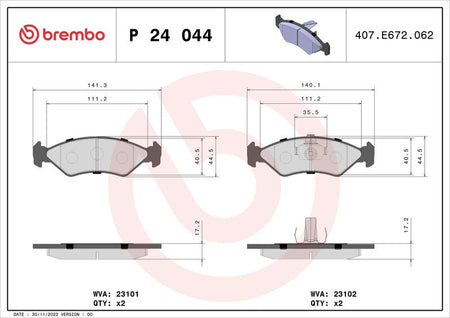 Brembo P24044 Brake Pad Set, disc brake - 1