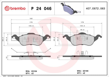 Brembo P24046 Brake Pad Set, disc brake - 1
