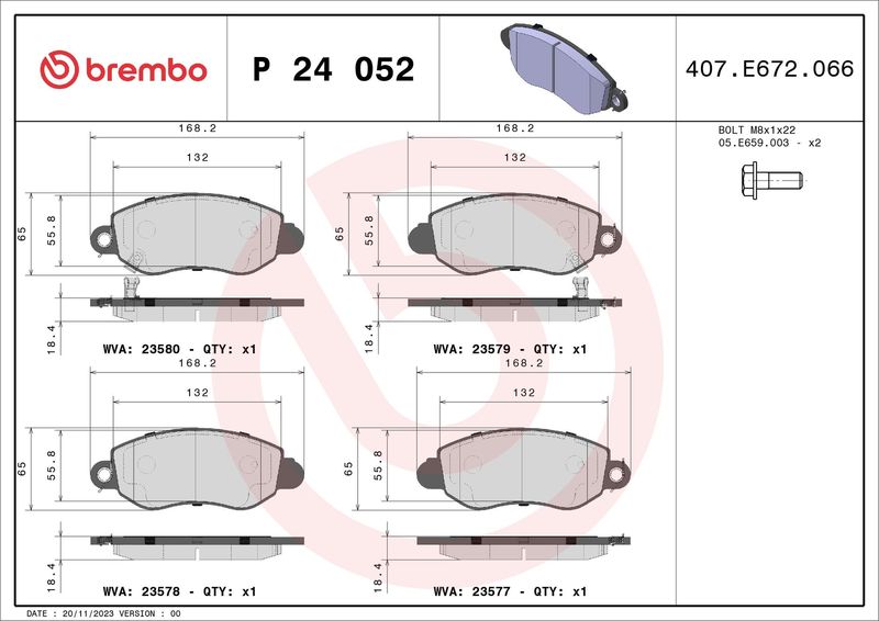 Brembo P24052 Brake Pad Set, disc brake - 1