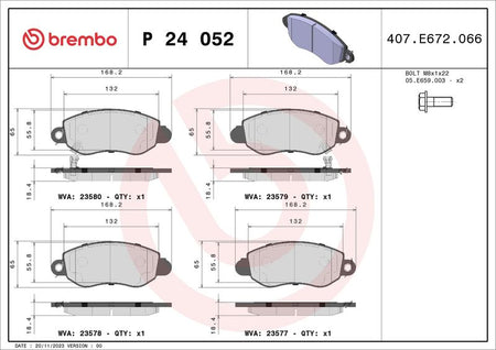 Brembo P24052 Brake Pad Set, disc brake - 1