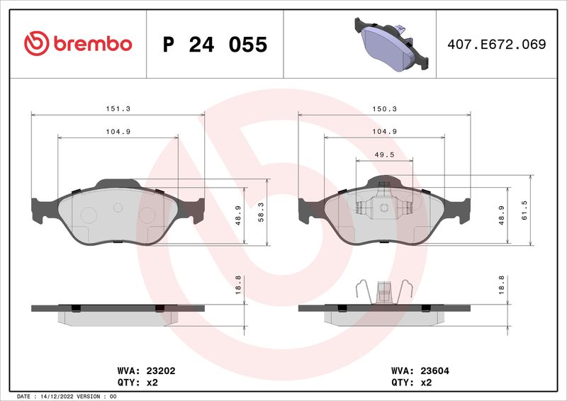 Brembo P24055 Brake Pad Set, disc brake - 1