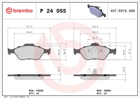 Brembo P24055 Brake Pad Set, disc brake - 1