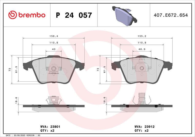 Brembo P24057 Brake Pad Set, disc brake - 1