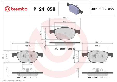 Brembo P24058 Brake Pad Set, disc brake - 1