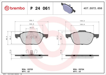 Brembo P24061 Brake Pad Set, disc brake - 1