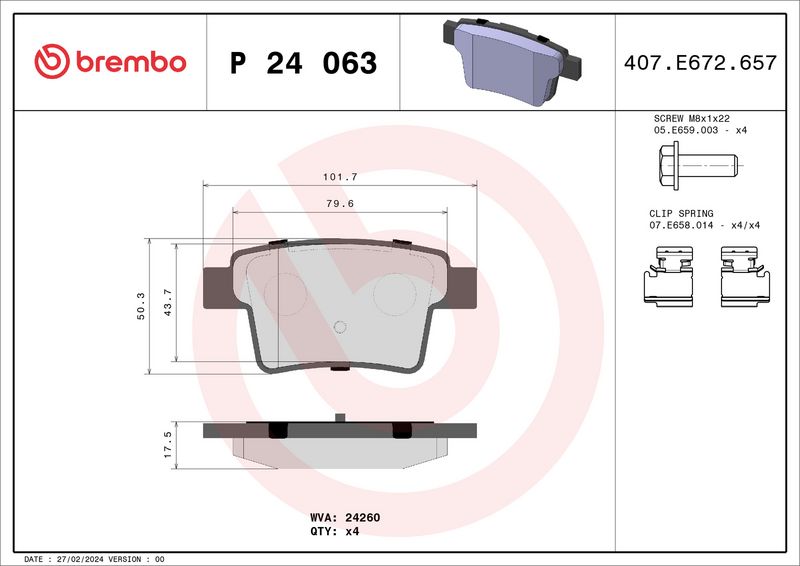 Brembo P24063 Brake Pad Set, disc brake - 1