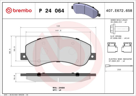Brembo P24064 Brake Pad Set, disc brake - 1
