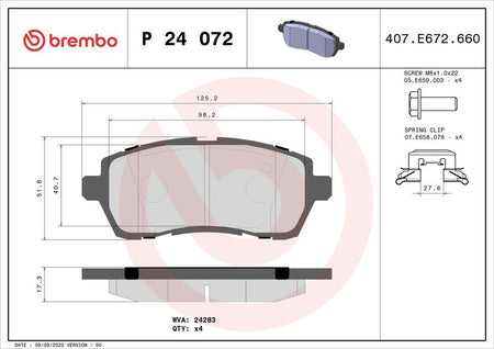Brembo P24072 Brake Pad Set, disc brake - 1