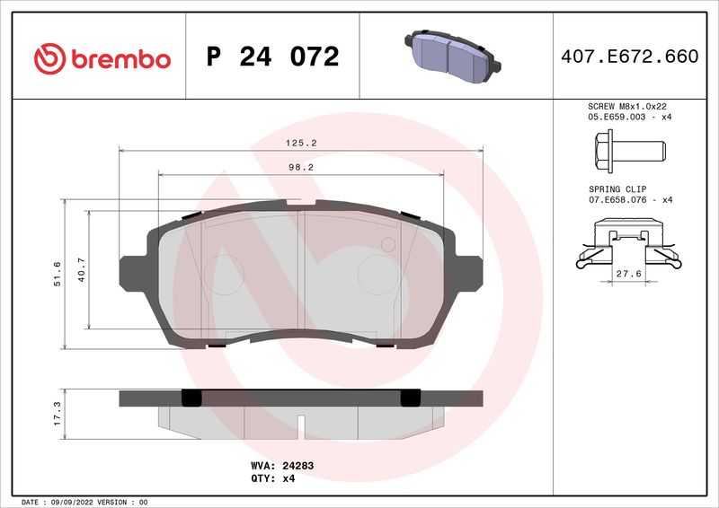 Brembo P24072 Brake Pad Set, disc brake - 1